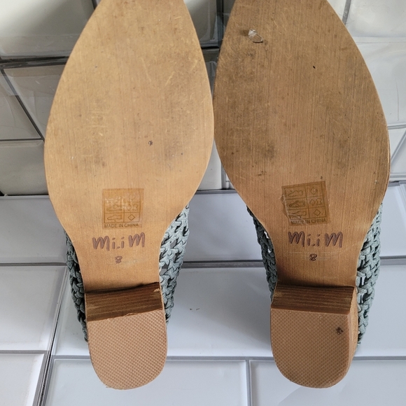 MI.IM Women’s Pale Blue Woven Braided Mules Slides 2.5in Block Heel - Picture 3 of 8